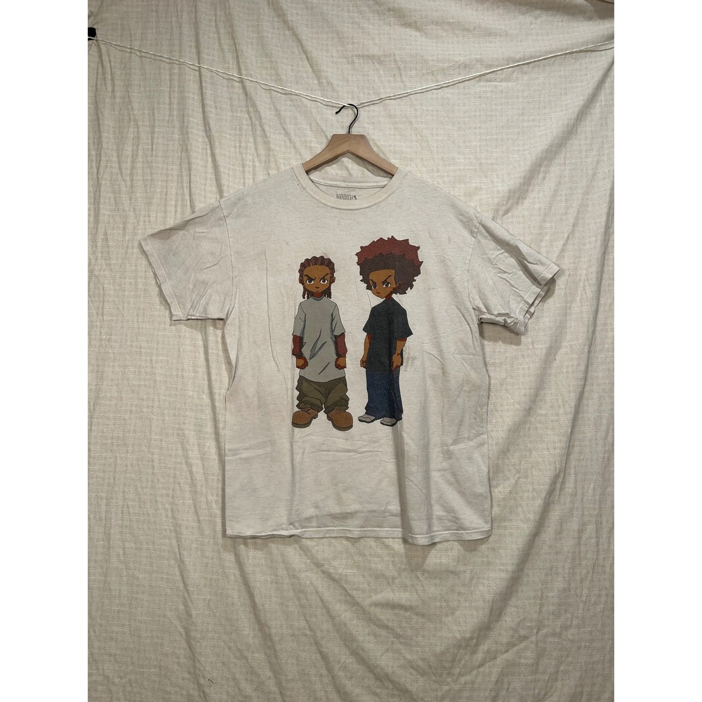 The Boondocks Huey Riley Freeman Graphic T-Shirt Mens Large White T  #2141